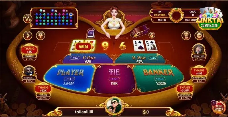 Các cửa cược game Baccarat tại Sunwin rất đơn giản