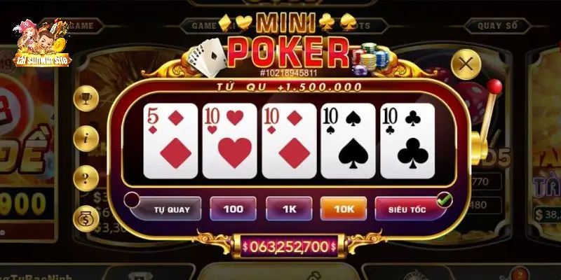 Mini poker sunwin là sự kết hợp giữa slot và poker